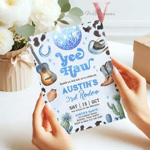 ELKE LEEFTIJD RODEO Cowboy Blue Verjaardag Uitnodi Kaart