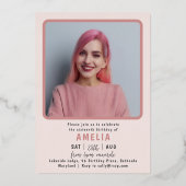 Elke Leeftijd Roos Goud & Roze Verjaardagsfeest Folie Uitnodiging (Achterkant)