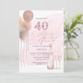 Elke leeftijd, Roos gouden ballonnen roze diamante Kaart (Staand voorkant)