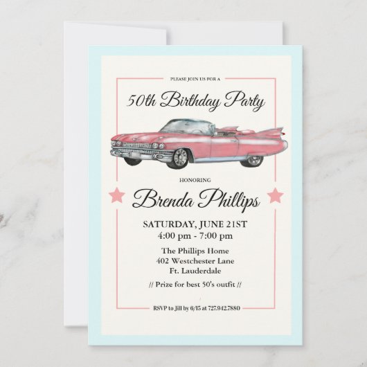 ELKE LEEFTIJD -  roze autopartij Kaart (Voorkant)