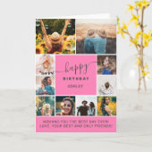 Elke leeftijd roze eenvoudige verjaardag 10 foto c kaart (Gele Bloem)