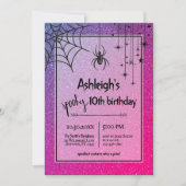 Elke leeftijd roze glitter spin Halloween verjaard Kaart (Voorkant)