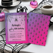 Elke leeftijd roze glitter spin Halloween verjaard Kaart