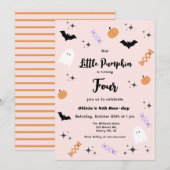 Elke leeftijd roze onze kleine pompoen halloween v kaart (Voorkant / Achterkant)