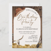 Elke leeftijd rustiek hout Western verjaardagsfees Kaart (Voorkant)