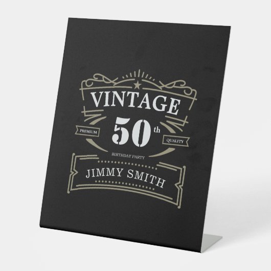 elke leeftijd rustiek thema reclamebord met voetstuk (Voorkant)