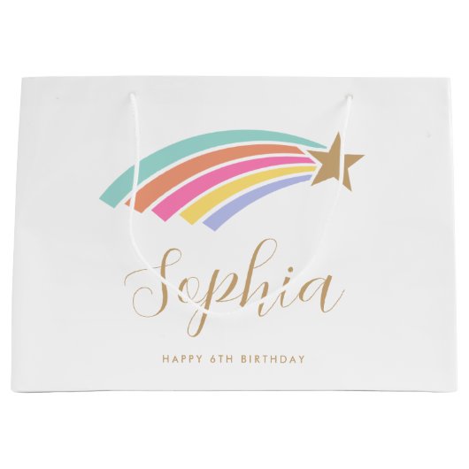 Elke leeftijd schieten ster regenboog gepersonalis groot cadeauzakje (Voorkant)