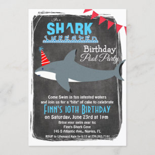 ELKE LEEFTIJD - Shark Pool Feest Verjaardagsuitnod Kaart