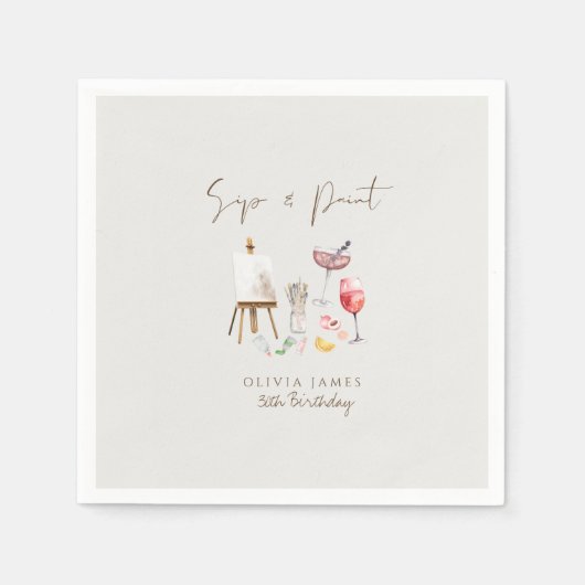 Elke leeftijd slok en verf verjaardag servet (Voorkant)