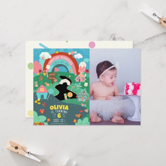 Elke leeftijd, Snoep thema foto verjaardag Kaart (Voorkant / Achterkant in situ)