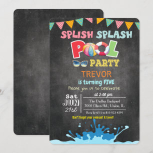 ELKE LEEFTIJD - Spat Splash Zwembad Feest Uitnodig Kaart