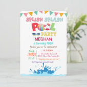 ELKE LEEFTIJD - Spat Splash Zwembad Feest Uitnodig Kaart (Staand voorkant)
