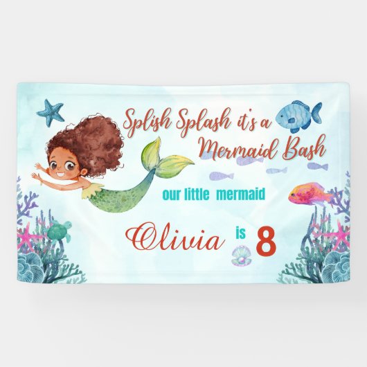 Elke leeftijd Splish Splash Mermaid Bash Meisjes V Spandoek (Horizontaal)
