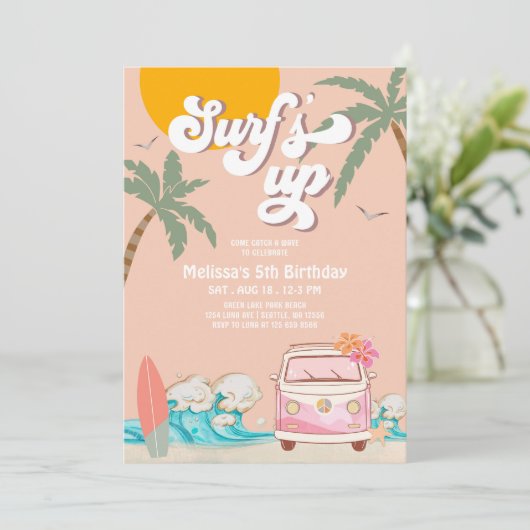 ELKE LEEFTIJD Surf'S UP Nodig Surfen Verjaardagsfe Kaart (Staand voorkant)