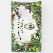 ELKE LEEFTIJD T-Rex Dinosaur Boy's Birthday Party Spandoek (Verticaal)