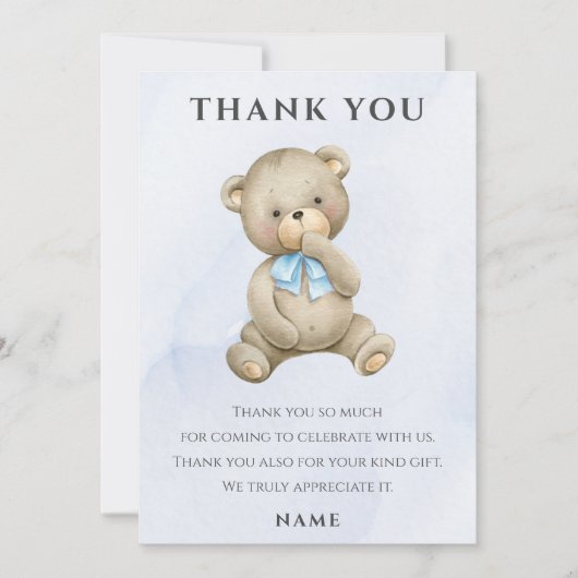 Elke leeftijd teddybeer jongen verjaardag bedankkaart (Voorkant)