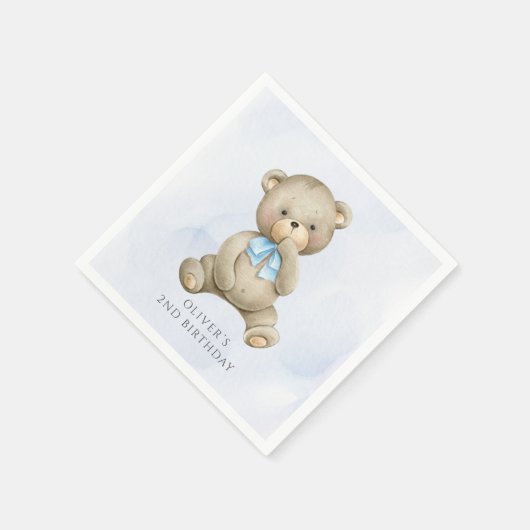 Elke leeftijd teddybeer jongen verjaardag servet (Hoek)