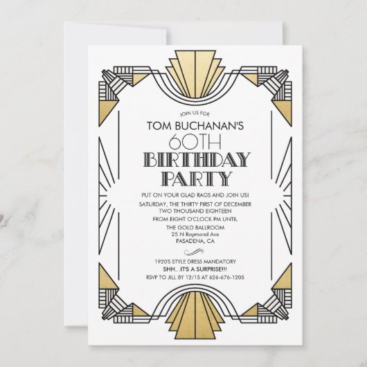 ELKE LEEFTIJD - uitnodiging voor geboorte Art Deco (Voorkant)