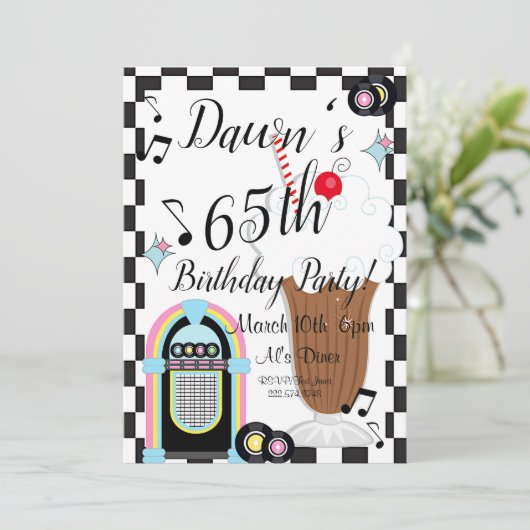 Elke leeftijd van 1950 's Retro Birthday Uitnodigi Kaart (Staand voorkant)