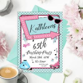 Elke leeftijd van 1950 's Retro Birthday Uitnodigi Kaart