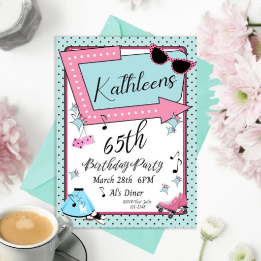 Elke leeftijd van 1950 's Retro Birthday Uitnodigi Kaart