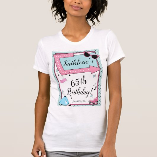 Elke leeftijd van 1950 's Retro Birthday Uitnodigi T-shirt (Voorkant)