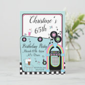 Elke leeftijd van 1950's Diner Birthday Uitnodigin Kaart (Staand voorkant)