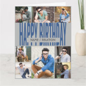 Elke leeftijd van 8 Foto Collage Blue Gray Birthda Kaart (Voorkant)