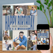 Elke leeftijd van 8 Foto Collage Blue Gray Birthda Kaart