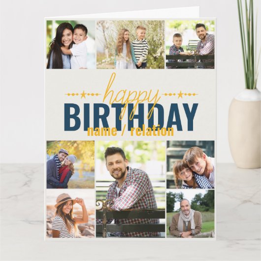 Elke leeftijd van 8 Foto Collage Blue, speciaal ge Kaart (Voorkant)