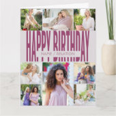 Elke leeftijd van 8 Foto Collage Pink Birthday Car Kaart (Voorkant)