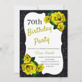 Elke leeftijd Verjaardag Black Glitter Yellow Rose Kaart (Voorkant)