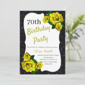 Elke leeftijd Verjaardag Black Glitter Yellow Rose Kaart (Staand voorkant)