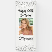 ELKE LEEFTIJD Verjaardag Confetti Script Fotodeur Spandoek (Verticaal)