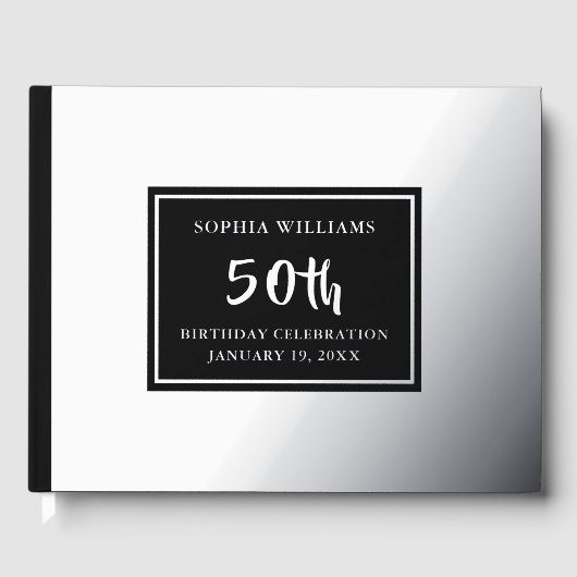 Elke Leeftijd Verjaardag Gastboek Foto Elegant Zwa Gastenboek (Voorkant)