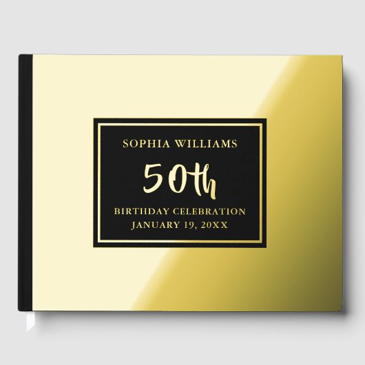 Elke Leeftijd Verjaardag Gastboek Foto Elegant Zwa Gastenboek (Voorkant)