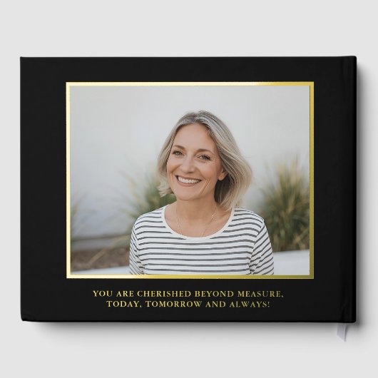 Elke Leeftijd Verjaardag Gastboek Foto Elegant Zwa Gastenboek (Achterkant)