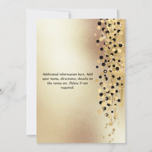 Elke leeftijd verjaardag gouden glitter zwarte con kaart (Achterkant)