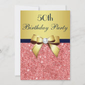 Elke Leeftijd Verjaardag Gouden Marine Koraal Sequ Kaart (Voorkant)