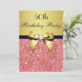 Elke Leeftijd Verjaardag Gouden Marine Koraal Sequ Kaart (Staand voorkant)