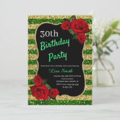 Elke leeftijd Verjaardag Groen en Goud Glitter Rod Kaart (Staand voorkant)