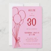 Elke leeftijd Verjaardag Hand getrokken ballon roz Kaart (Voorkant)