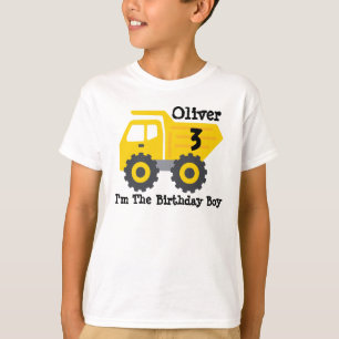 Elke leeftijd Verjaardag Jongen Gele Dump Truck T-shirt