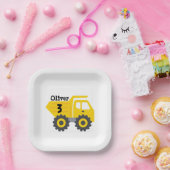 Elke Leeftijd Verjaardag Kinder Yellow Dump Truck Papieren Bordje (Feest)