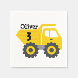 Elke Leeftijd Verjaardag Kinder Yellow Dump Truck Servet