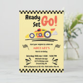 Elke leeftijd verjaardag klaar voor de gele raceau kaart (Staand voorkant)