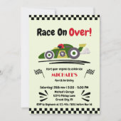 Elke leeftijd verjaardag klaar voor groene raceaut kaart (Voorkant)