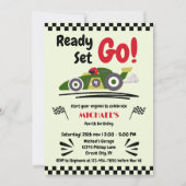 Elke leeftijd verjaardag klaar voor groene raceaut kaart (Voorkant)