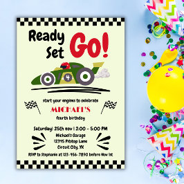 Elke leeftijd verjaardag klaar voor groene raceaut kaart