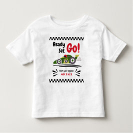 Elke leeftijd verjaardag klaar voor groene raceaut kinder shirts
